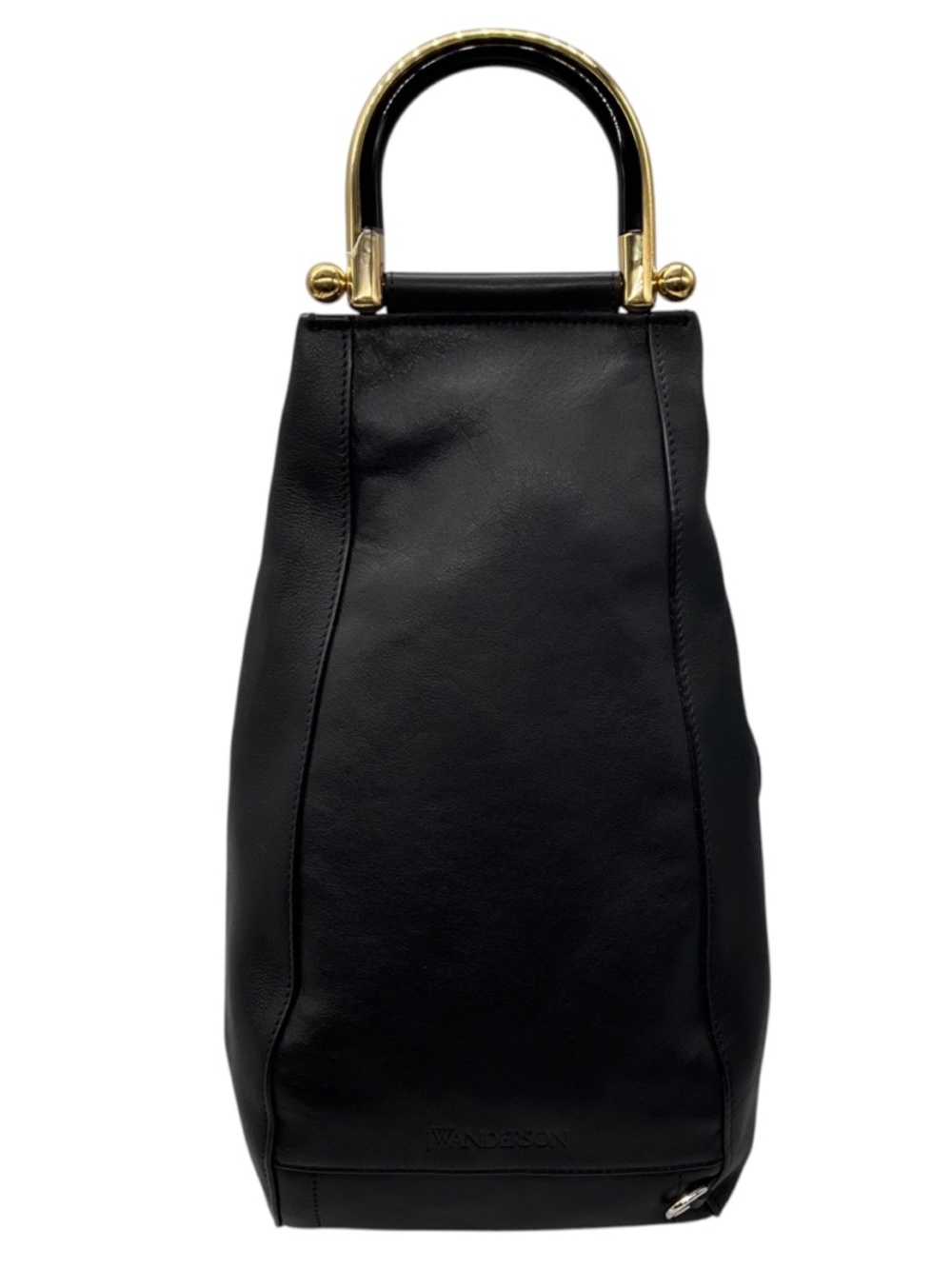 JW ANDERSON BLACK TWO WAY LEATHER HANDBAG WITH MIXED METAL HARDWARE